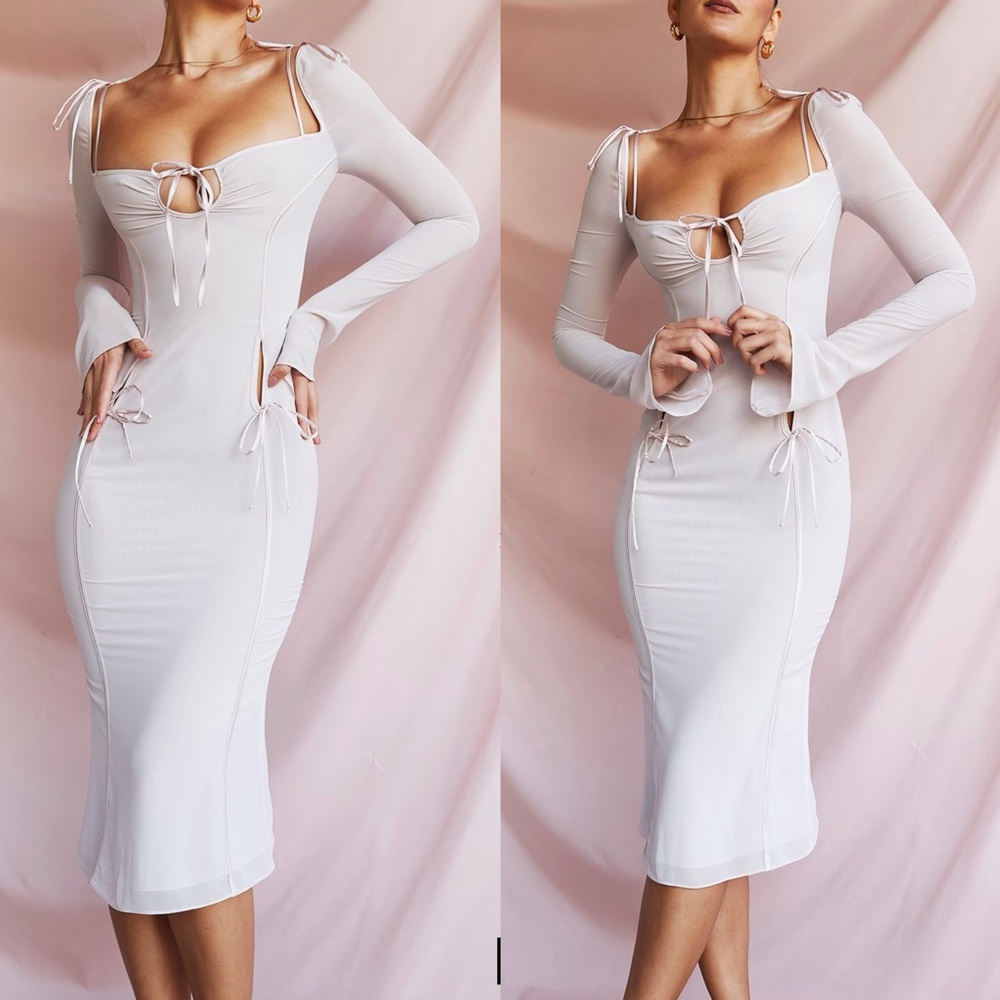 House of CB Georgette Cutout long sleeve minidress